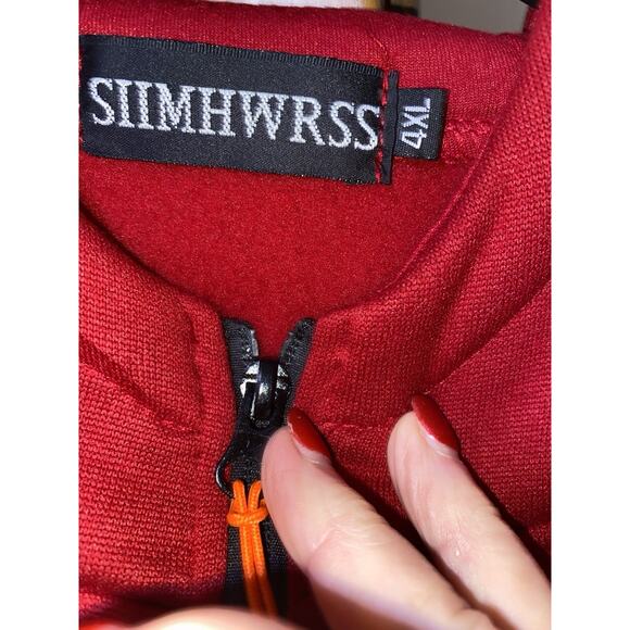 Men's SIIMHWRSS Sweatshirt w/ Hood 2 Front Pockets Red Size 4XL Streetwear - Picture 3 of 5